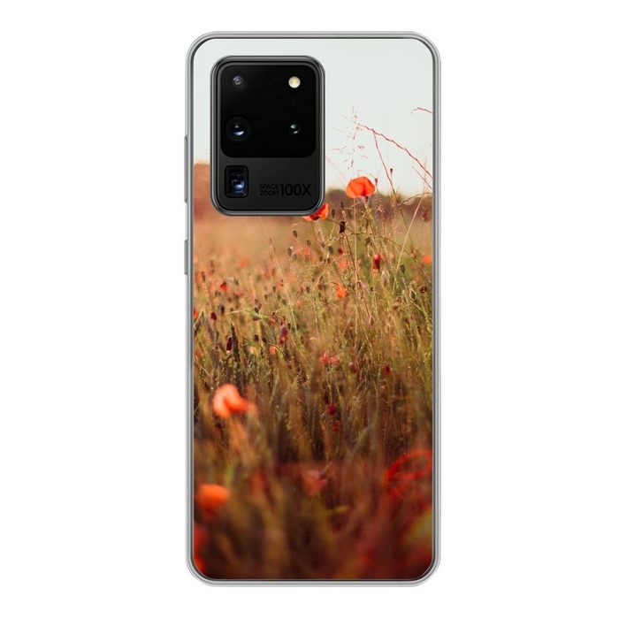 MuchoWow Handyhülle Sonnenuntergang - Blumen - Rot Phone Case Handyhülle Samsung Galaxy S20 Ultra Silikon Schutzhülle