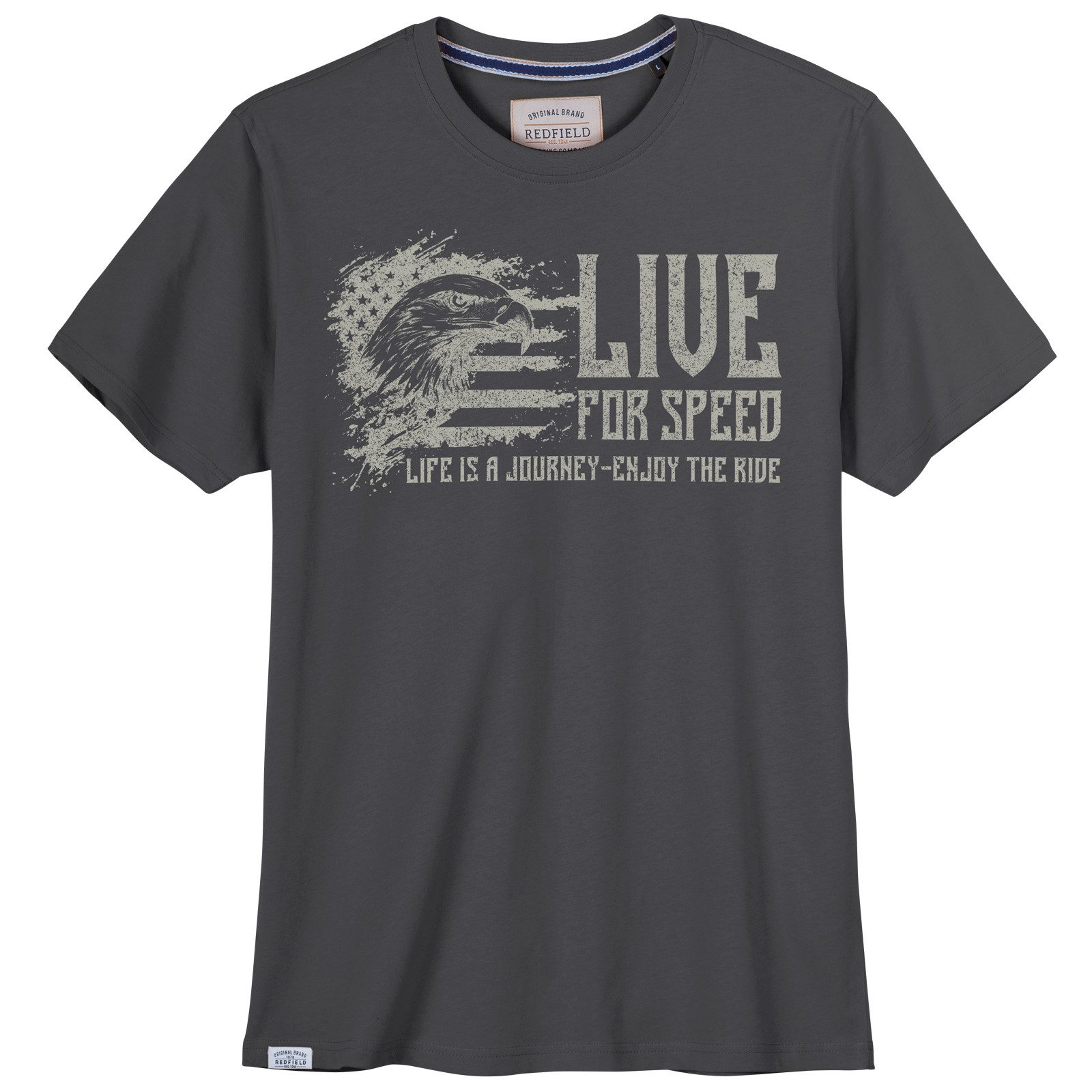 Print-Shirt Redfield Übergrößen T-Shirt Print Live anthrazit