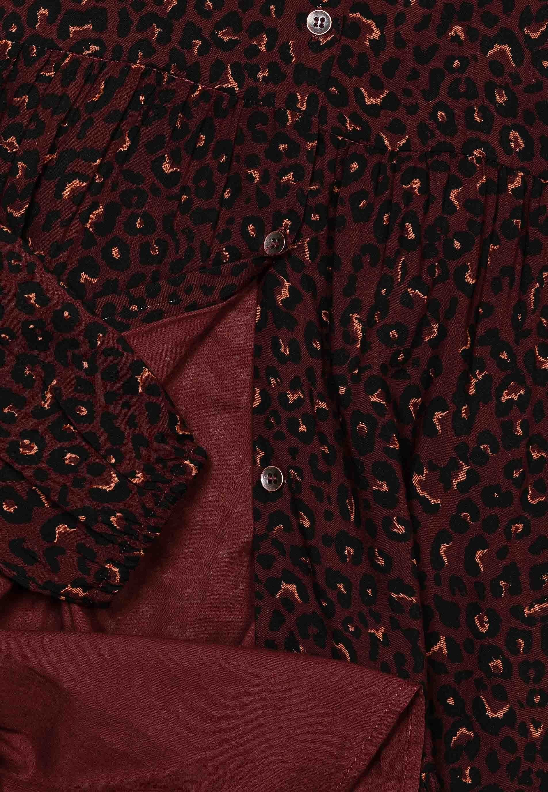 MINOTI Leopardenmuster Druckkleid Kleid mit (3y-14y) Langärmeliges