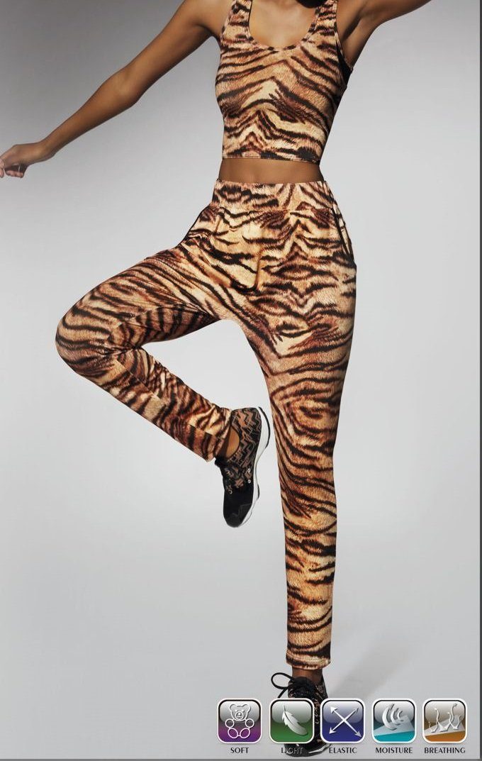 Fitness Freizeit Leopard-Look, Bleu Schlupfhose Bas Sporthose Freizeithose Jogginghose