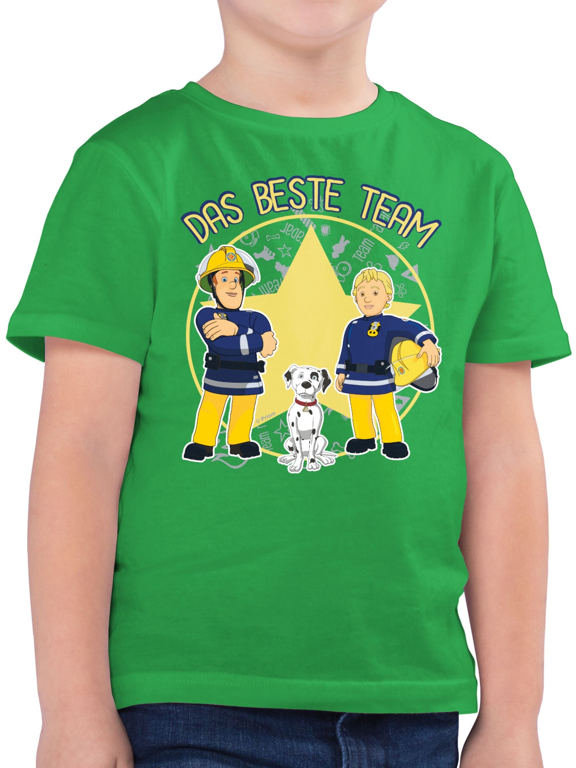 beste Feuerwehrmann Penny Schnuffi Team Sam - Shirtracer 3 T-Shirt Grün Sam, Jungen Das &