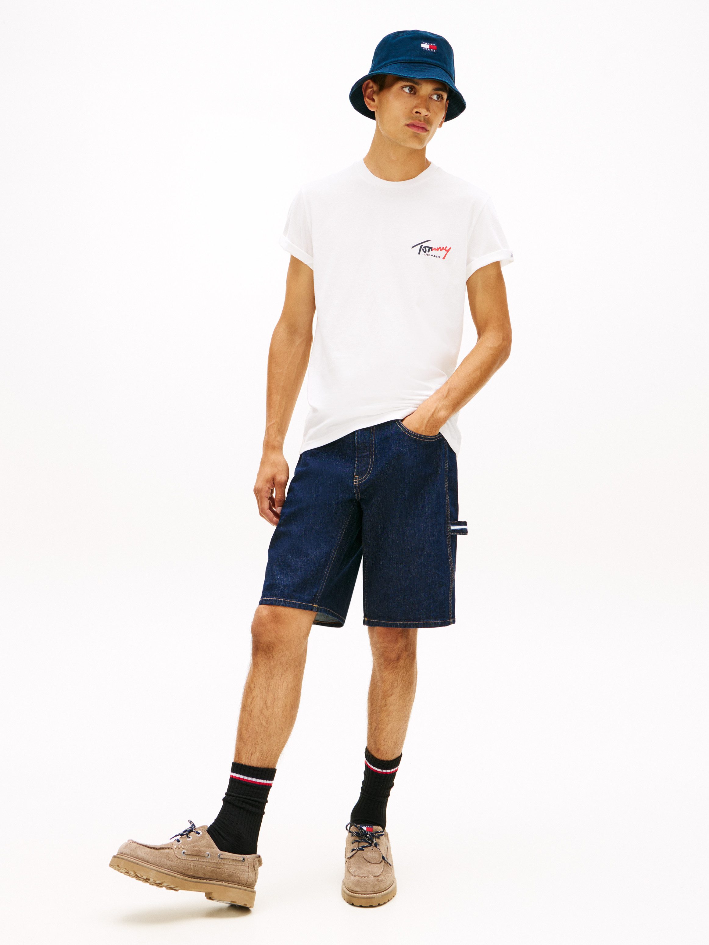 Tommy Jeans T-Shirt TJM SLIM FIT SIGN CHEST mit Markenprint