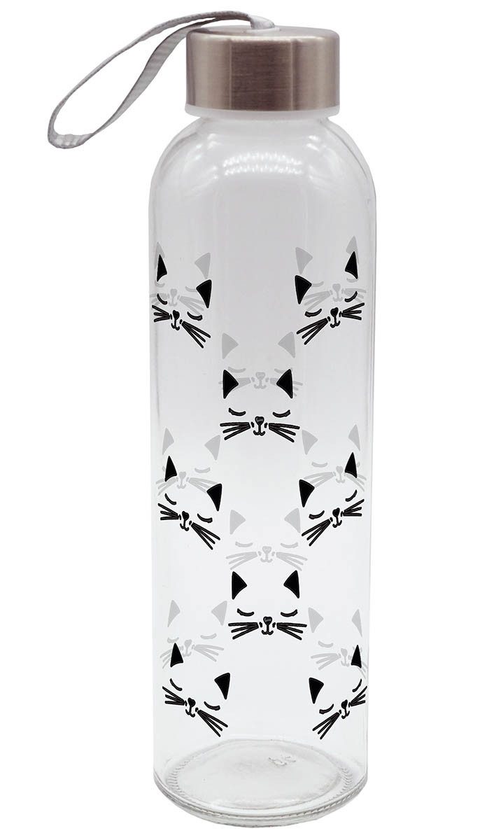 Geda Labels GmbH Trinkflasche Katzen, Schwarz, 500ml, spülmaschinengeeignet