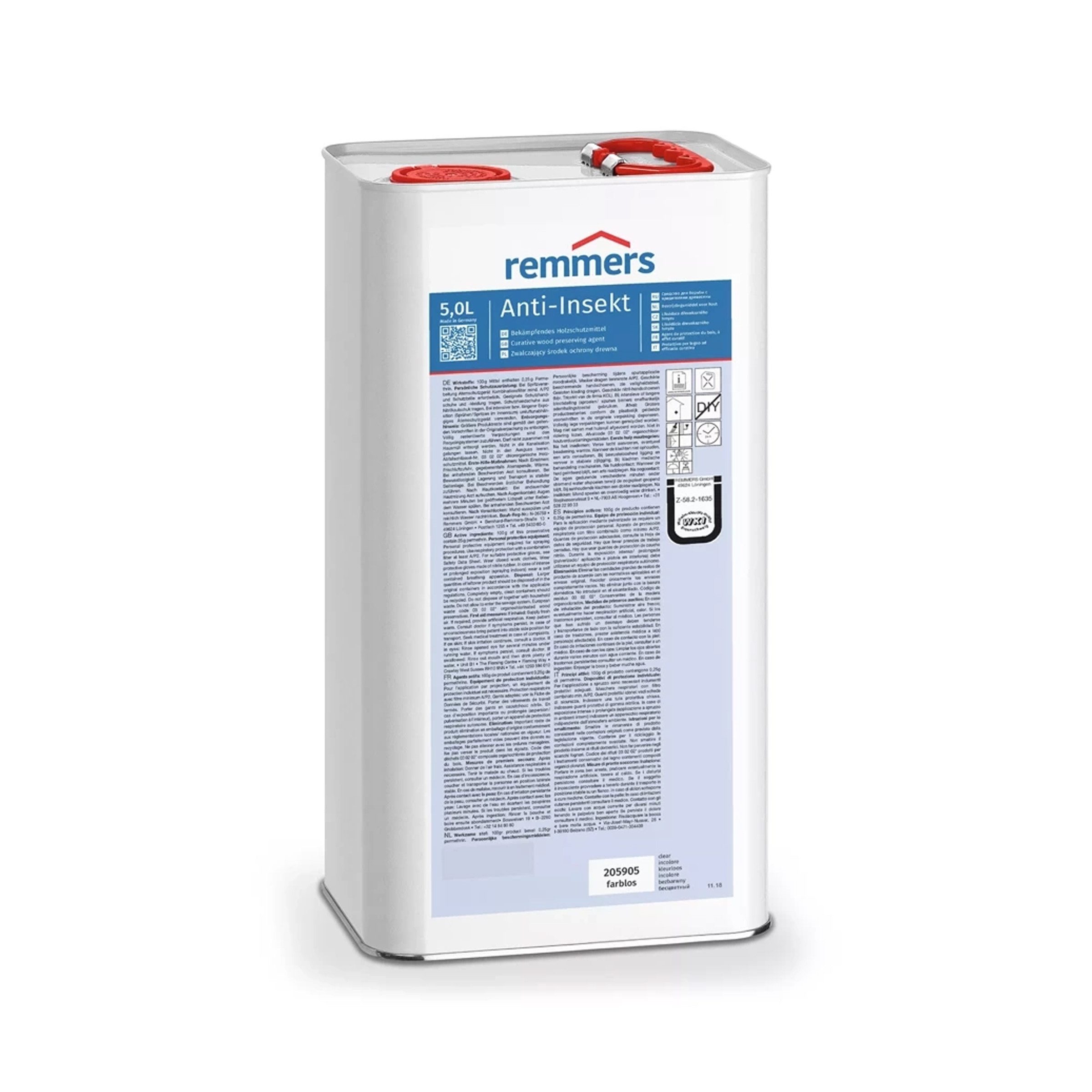 Remmers Holzschutzlasur Remmers Anti-Insekt, Bekämpfendes Insekten 5 L - Farblos