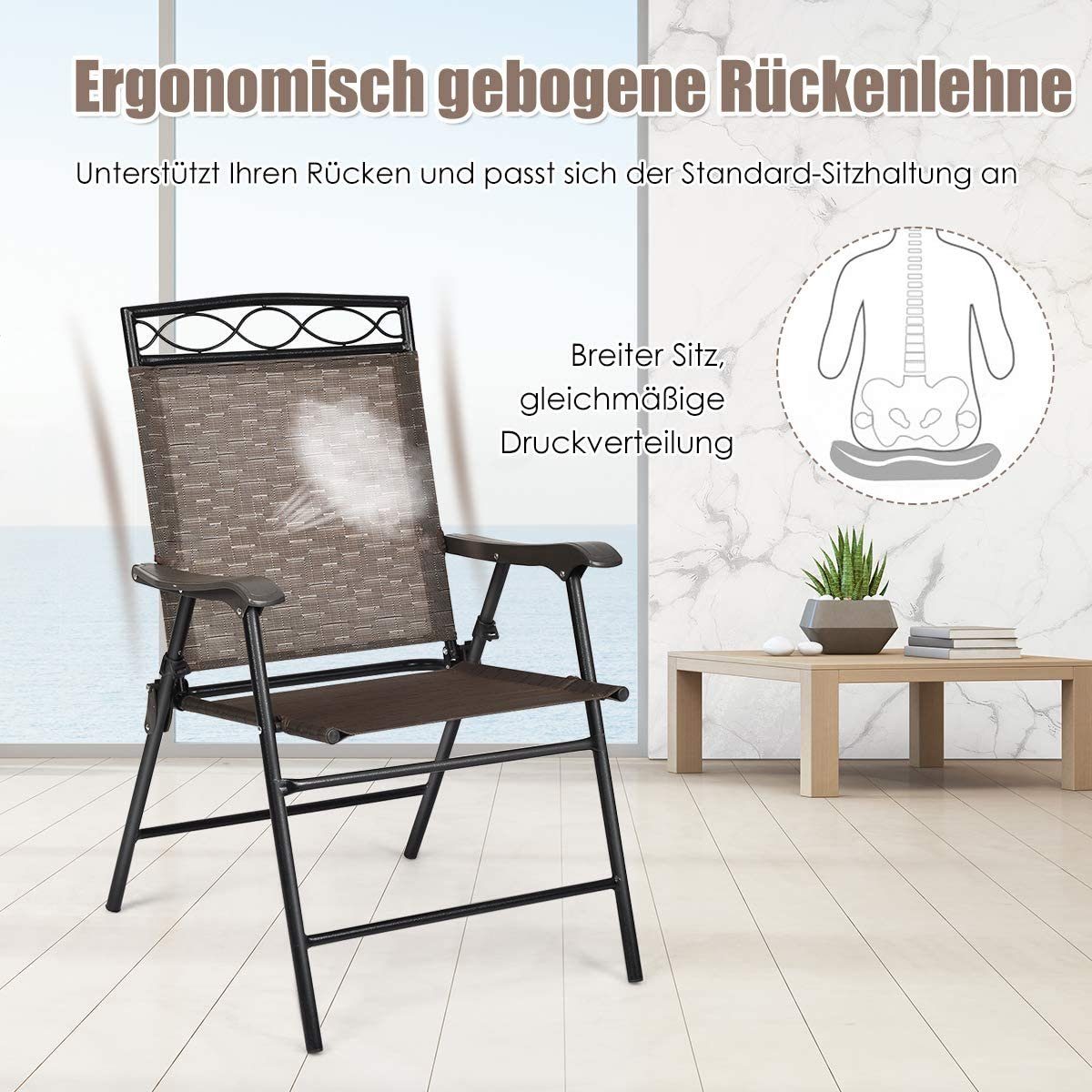 BRIOPAWS Adirondack-Klappstuhl Mit Ottomane - Wetterbeständiger Terrassenstuhl In Grau