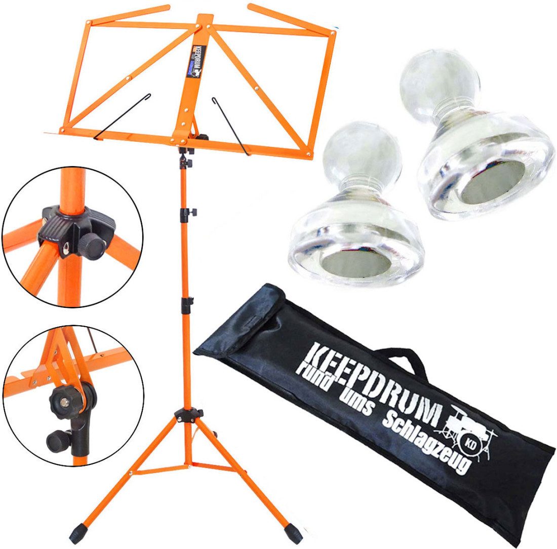 keepdrum Notenpult keepdrum MUS3OR Notenständer Orange mit 2 Magnete, Vorteils-Set