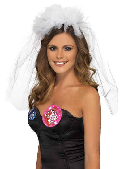 Smiffys Kostüm Brautschleier mit Rüschen, Unverzichtbares Accessoire für Deine Bachelorette-Party