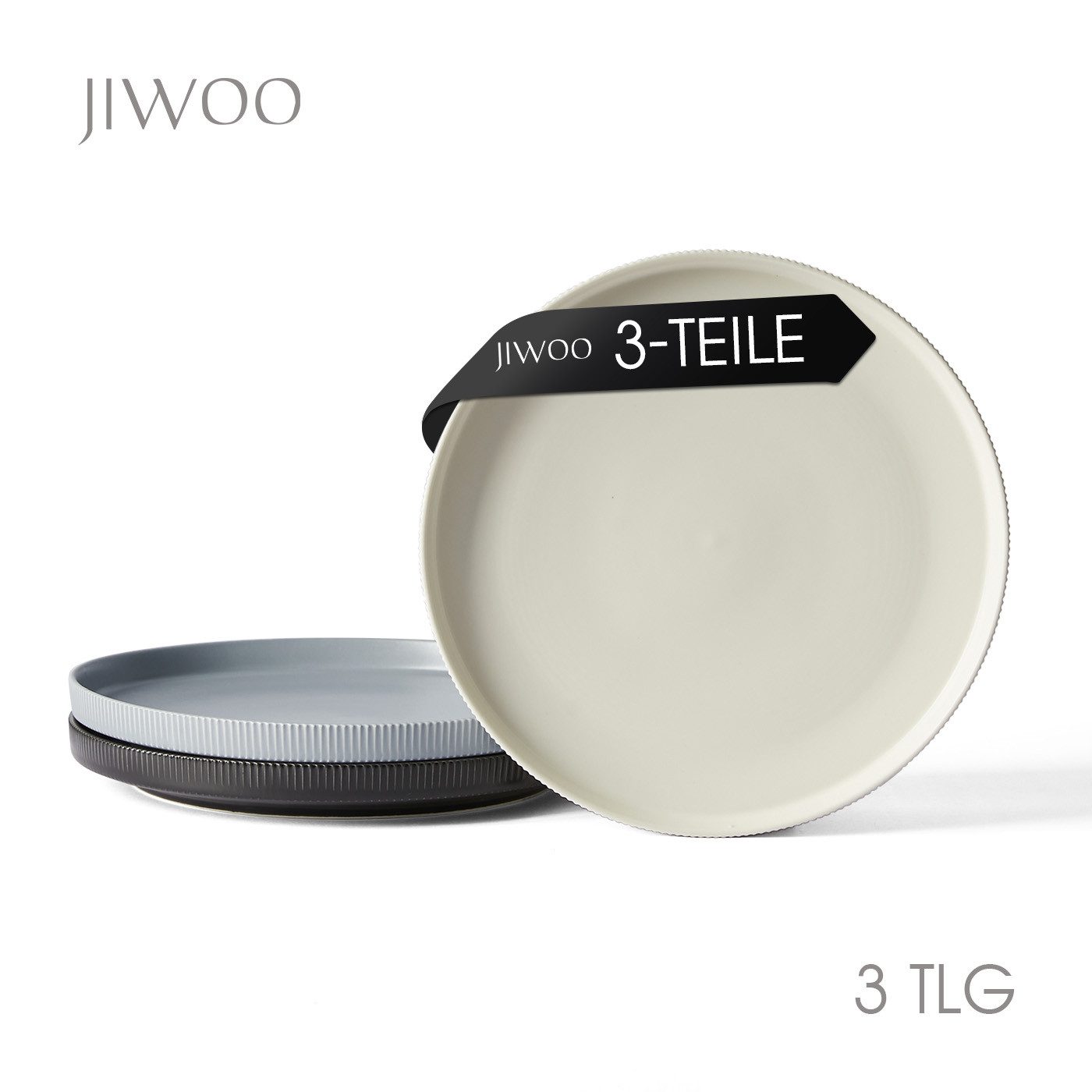 JIWOO Teller 4er Ø27,7cm, Speiseteller Steakteller Dessertteller Brotteller Plate, (3 St), Keramik Hochwertiges Tellerset Bunt Mikrowellen spülmaschinenfest