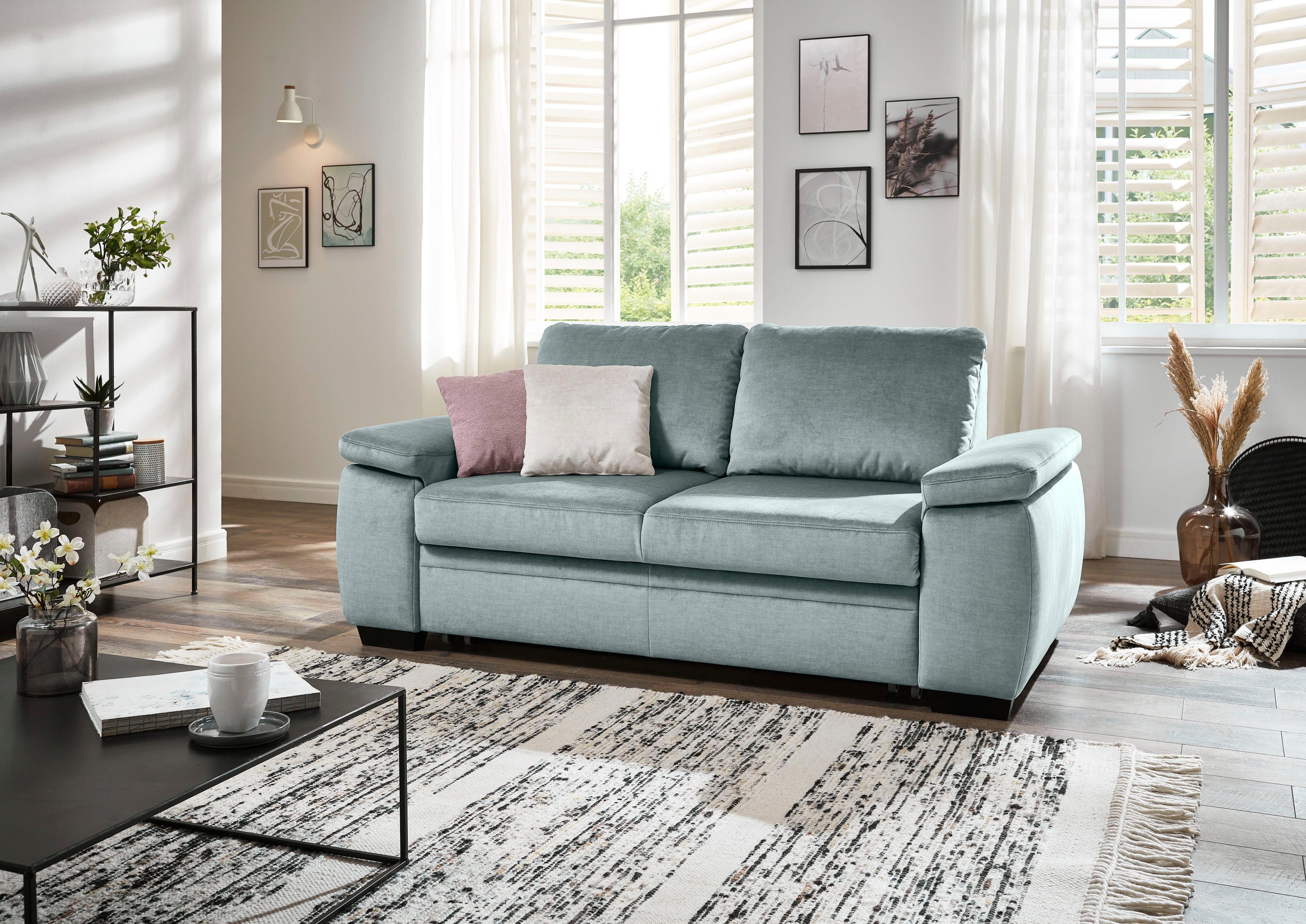 Die PlanBar Schlafsofa MP-PD19021, ice mit cm 140x210 Längsschläferfunktion