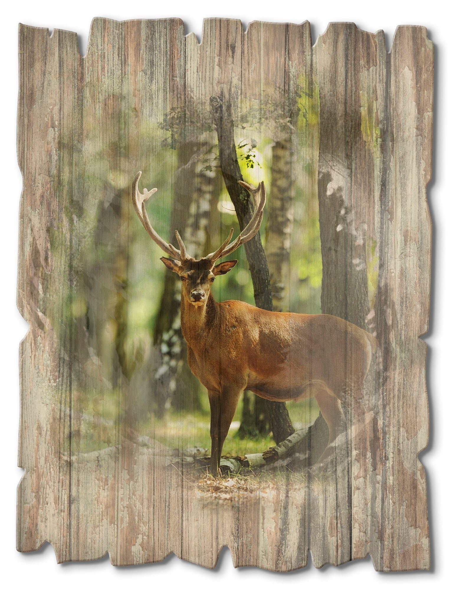 Artland Holzbild Hirsch 4 - Wald, Wildtiere (1 St)