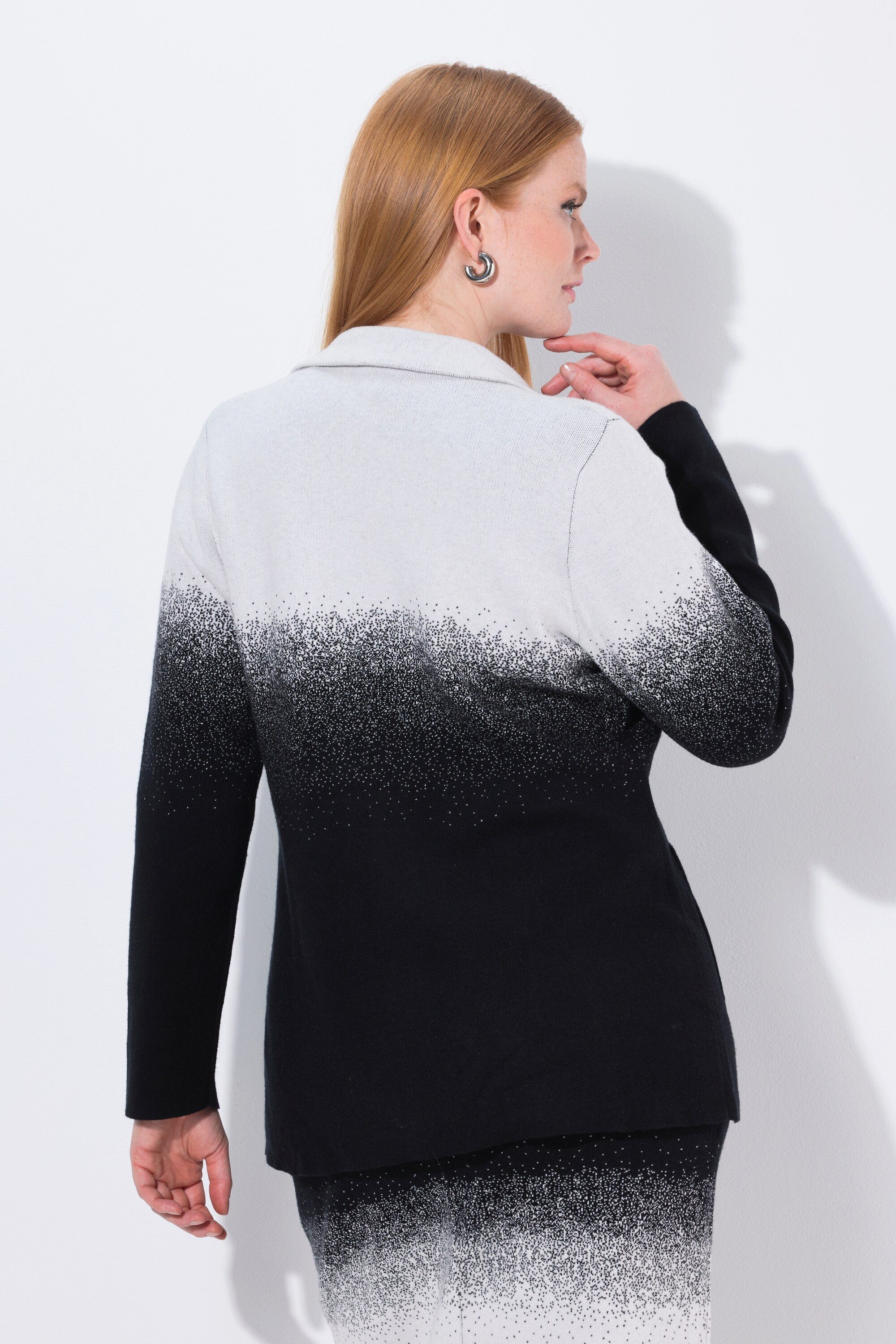 Ulla Popken Blusenblazer Strick-Blazer Farbverlauf Reverskragen Langarm