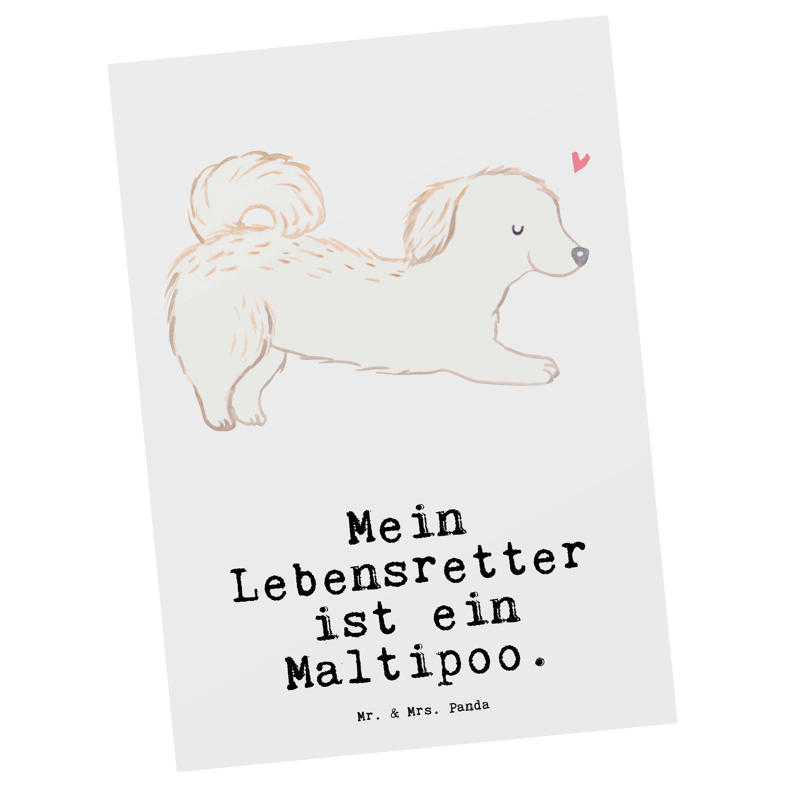 Mr. & Mrs. Panda Postkarte Maltipoo Lebensretter - Weiß - Geschenk, Hundebesitzer, Einladungskar