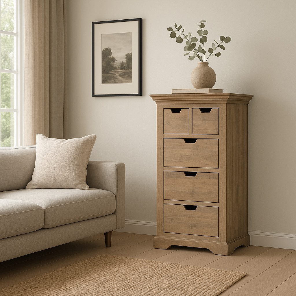 WOLF MÖBEL Sideboard (50x40x110), KEYWEST Kommode mit 5 Schubladen