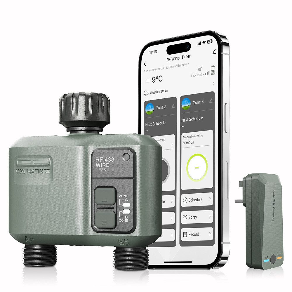 Insma Bewässerungscomputer Smart WLAN Bewässerungssystem 2 Ausgänge, Wasser-Timer +Smart Life App, Balkon Garten Bewässerungstimer, automatische Bewässerungssteuerung