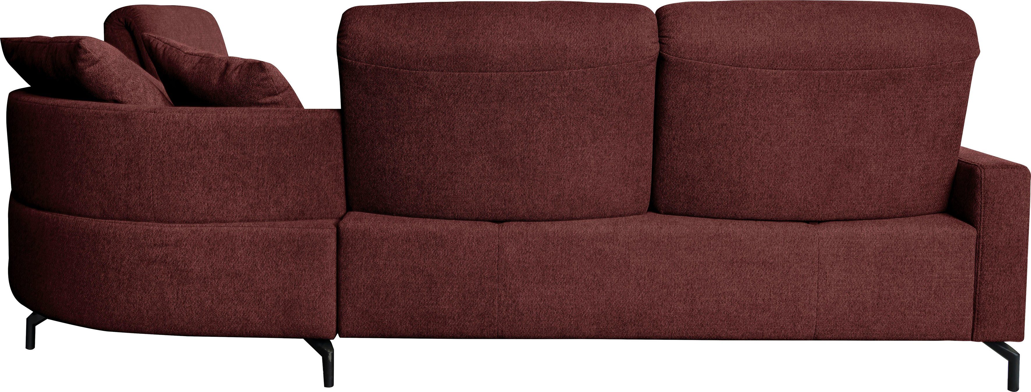 trendline ADA Bettfunktion bordeaux TCM Louis, cm, Breite 87 286 mit Ecksofa wahlweise Rückenlehnenverstellung,