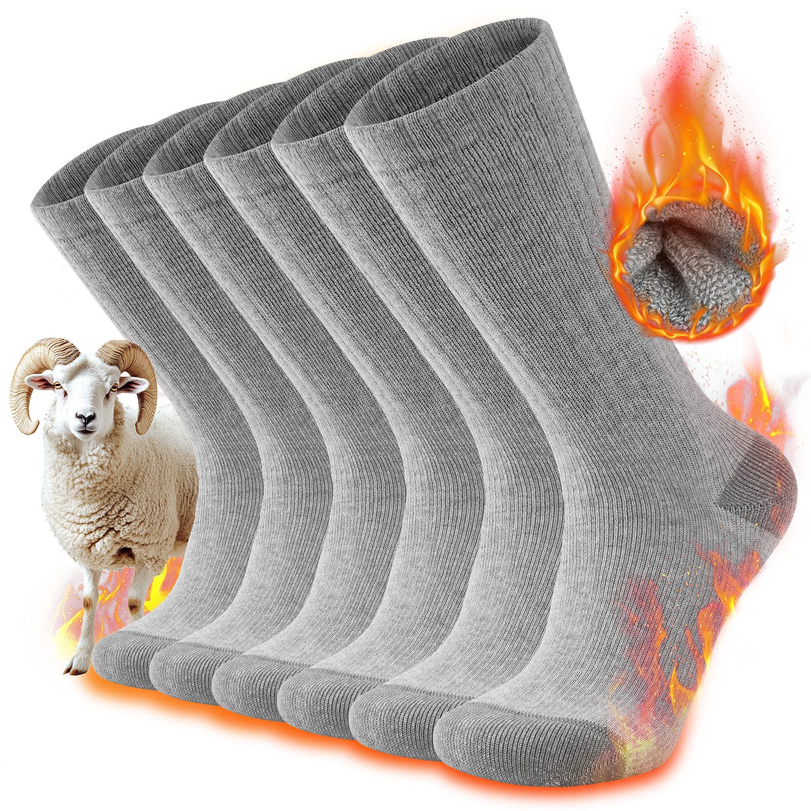 TANSTC Thermosocken Wandersocken Damen Herren Wärme Merino Wolle Socken Wollsocken (Packung, 3 Paar Socken) Atmungsaktiv, hautfreundlich, Strapazierfähig & langlebig