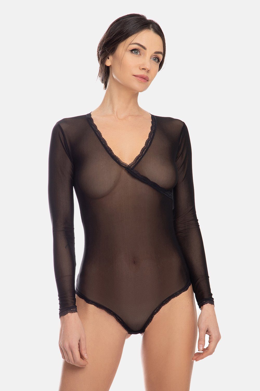 Evoni Body Damen Langarmbody Tüllbody günstig online kaufen