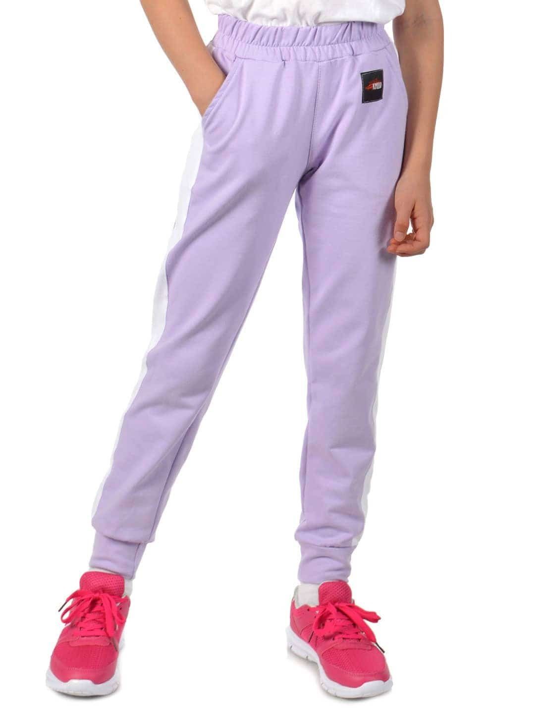 Sporthose Mädchen Stoff Freizeithose Streifeneinsatz 30358