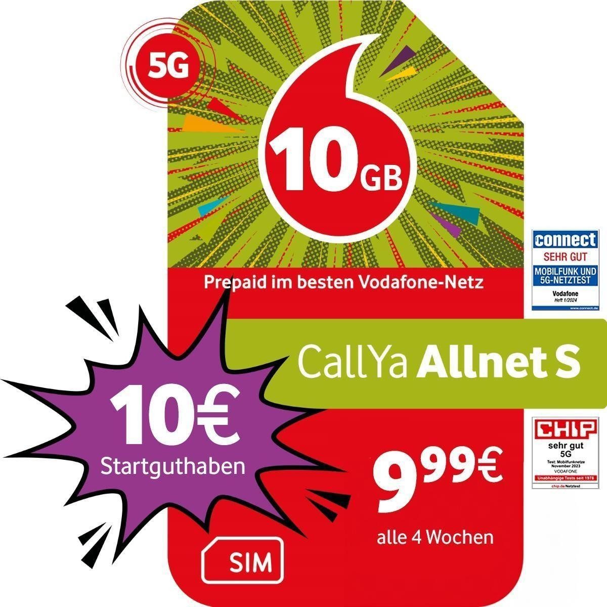Vodafone Vodafone Prepaid CallYa S, 25 GB, 10 EUR Start Prepaidkarte