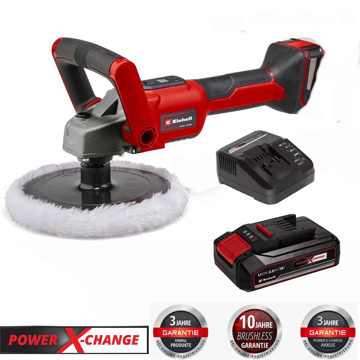 Einhell Akku-Poliermaschine Polier- / Schleifmaschine CE-CP 18/180 Li 18V Akku 2.5 Ah