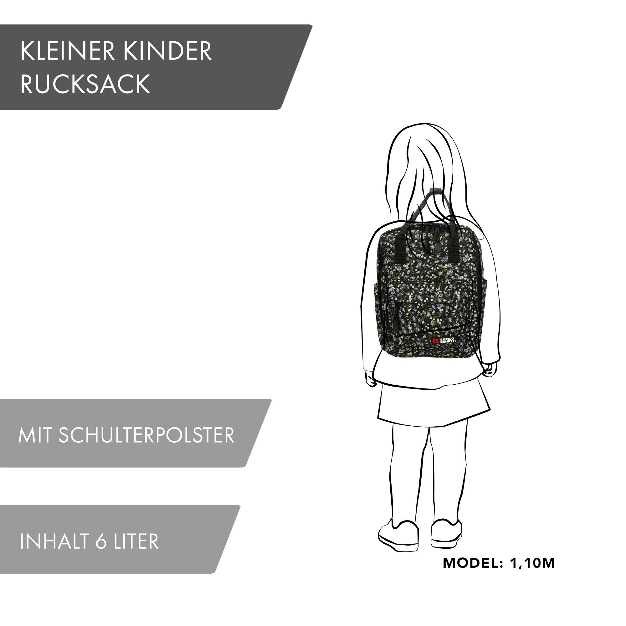 Enrico Benetti Kinderrucksack Rucksack für Kinder (Kindergarten, Freizeitrucksack Mädchen Junge), ab 3 Jahren
