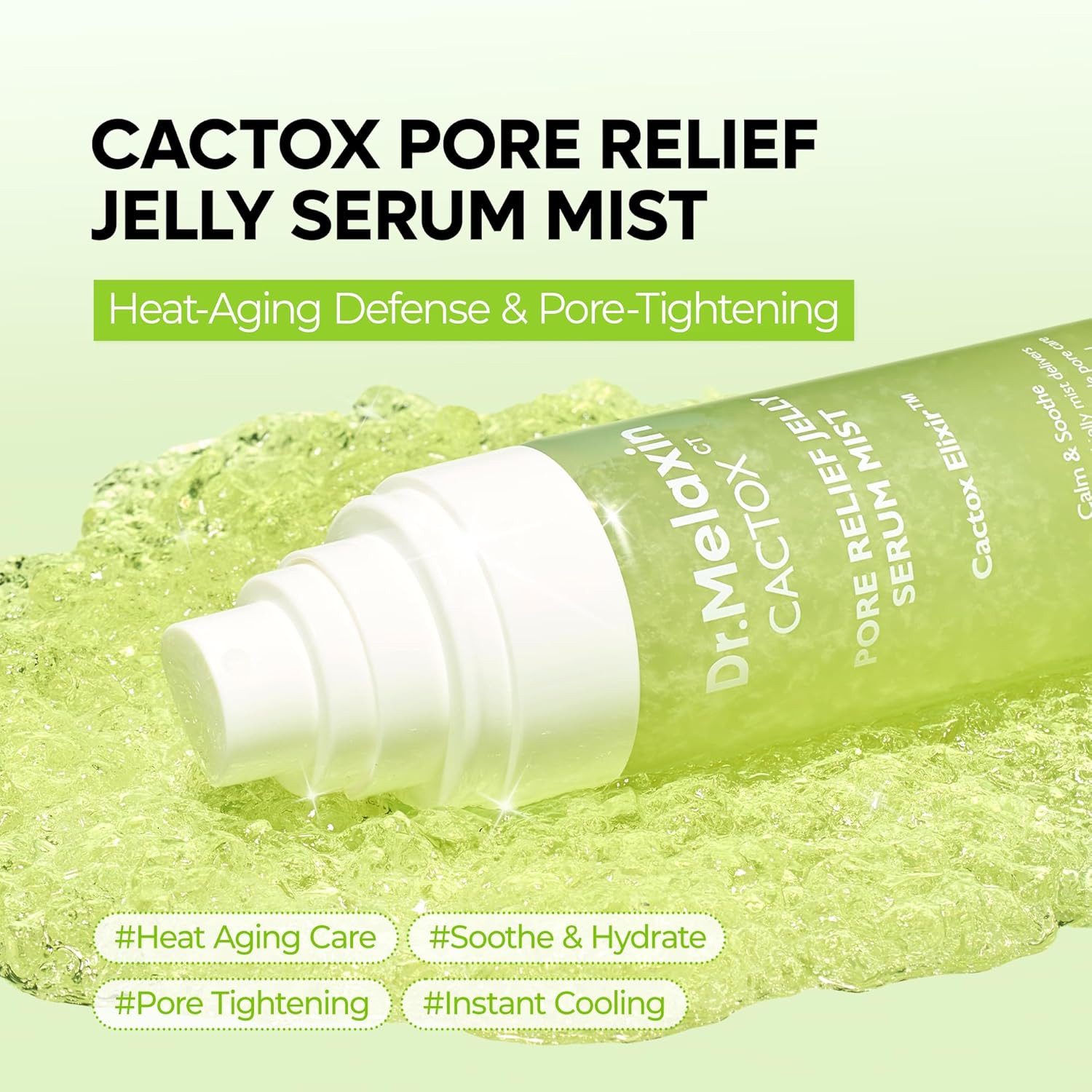 Dr.Melaxin Gesichtsserum Cactox Pore Relief Jelly Serum Mist 80 ml – Korean K-Beauty Gesichtsmist mit Kaktus-Extrakt, Niacinamide, Caffeine, Hyaluron –, Innovativer Hybrid aus Jelly-Serum & Mist mit Kaktus-Extrakt