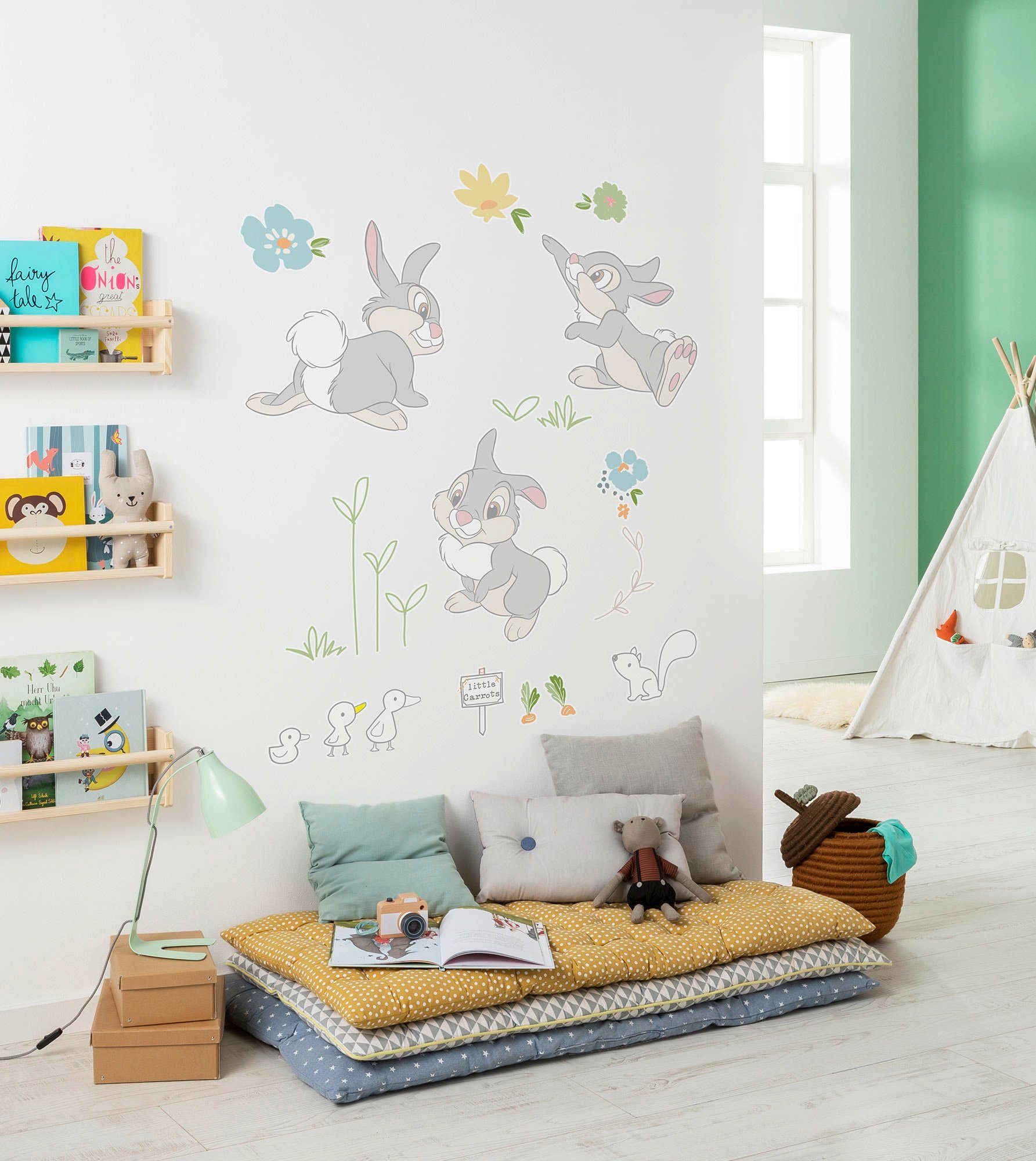 Komar Wandtattoo Thumper in the Garden - Größe 50 x 70 cm (13 St), selbstklebend, Wandsticker, Kinderzimmer