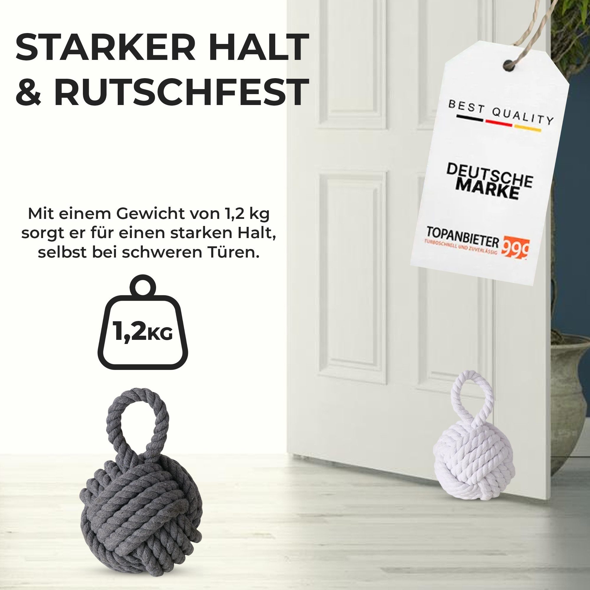 Topanbieter999 Türstopper Topanbieter999 Türstopper (2er Set), Jute grau und weiß – Bild 4 von 5