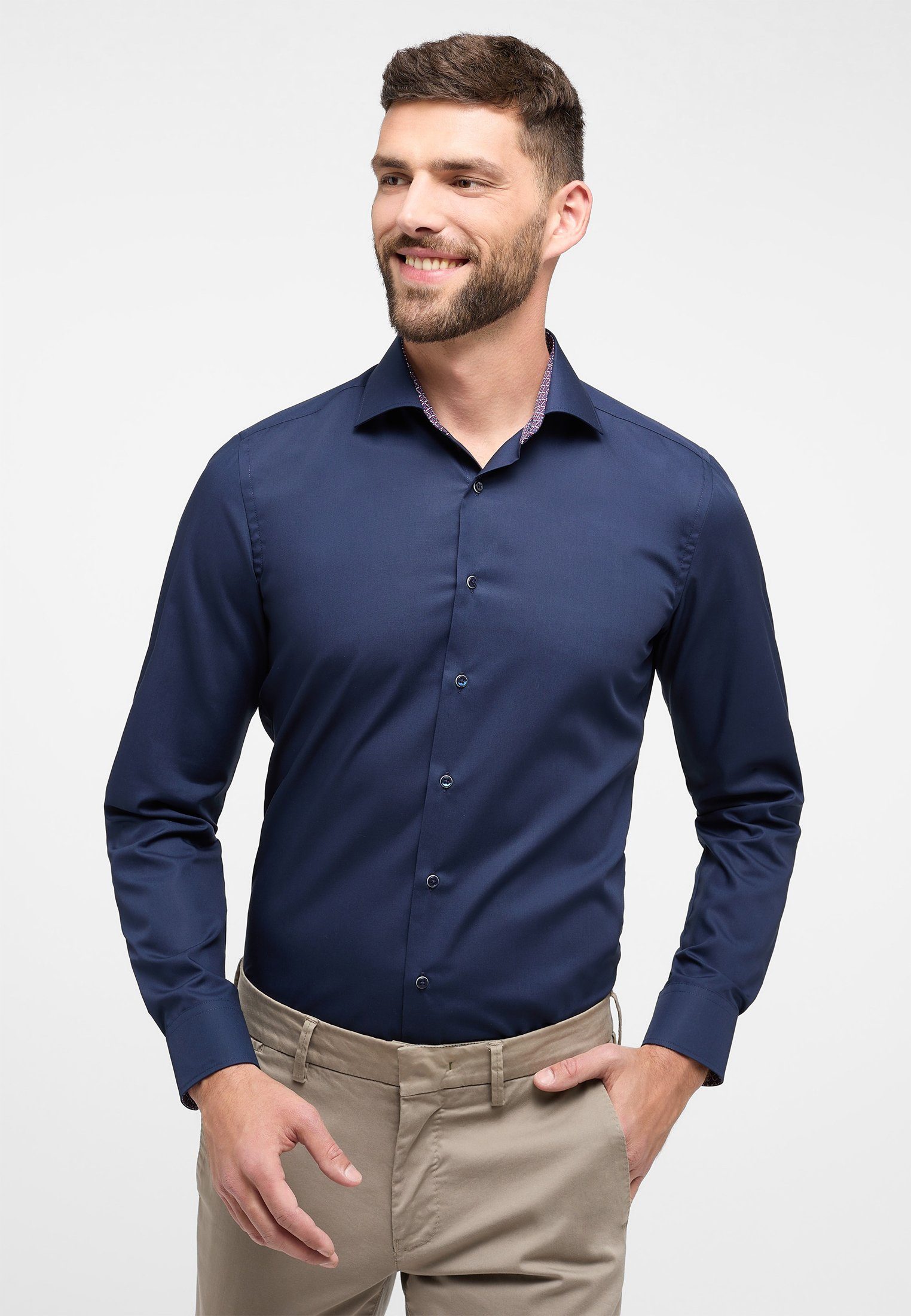 Eterna Langarmhemd navy SLIM FIT