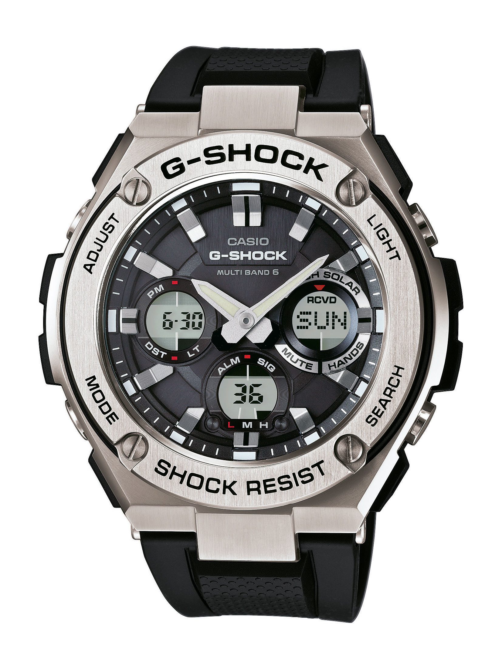 CASIO G-SHOCK Funkchronograph GST-W110-1AER, Armbanduhr, Herrenuhr, analog, digital, automatischer Kalender