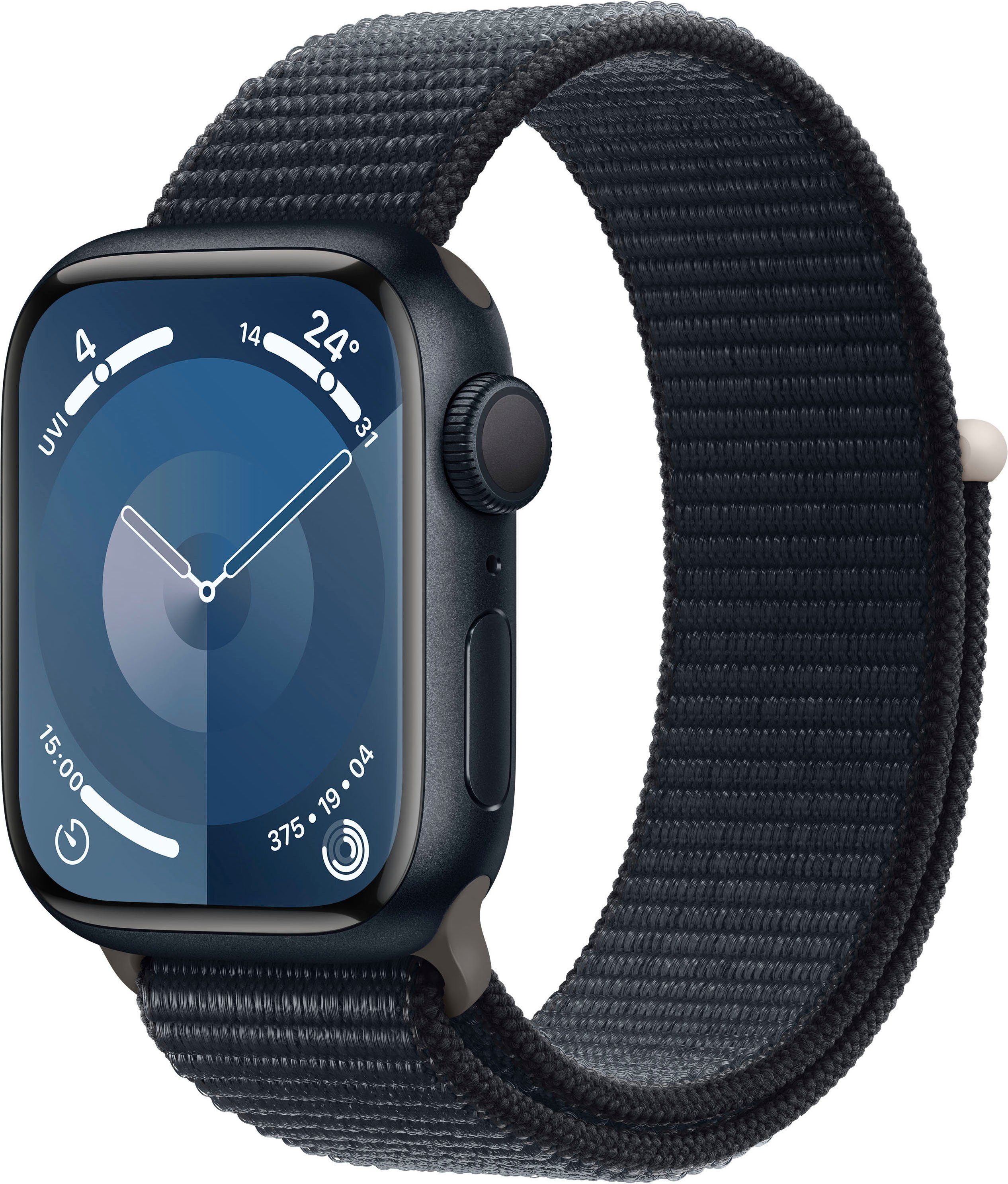 Apple Watch Series 9 GPS Aluminium 41mm One-Size Smartwatch (4,1 cm/1,69 Zoll, Watch OS 10), Sport Loop