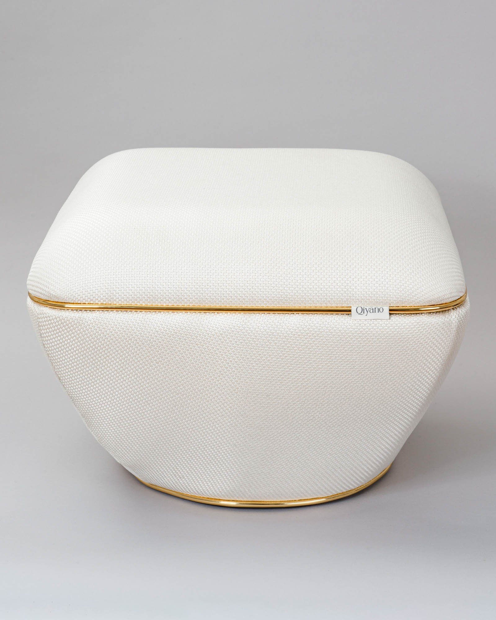 Qiyano Hocker Moderner Sitzpouf Struktur Beige, günstig online kaufen