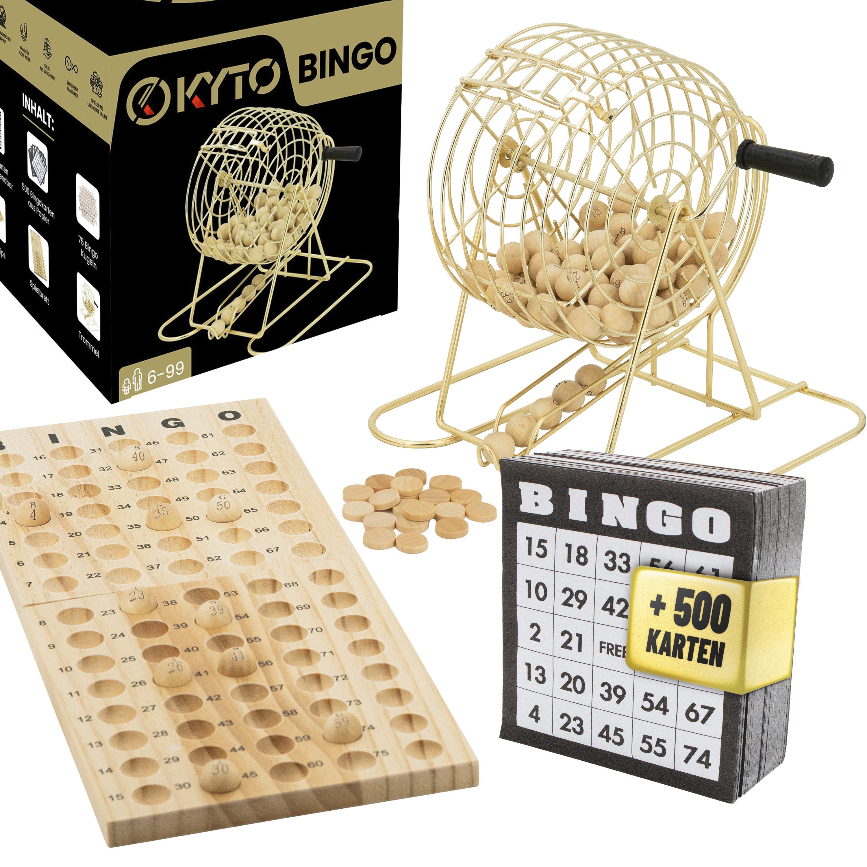 Kyto Spiel Kyto Bingospiel Deluxe Gold + 500 Bingokarten