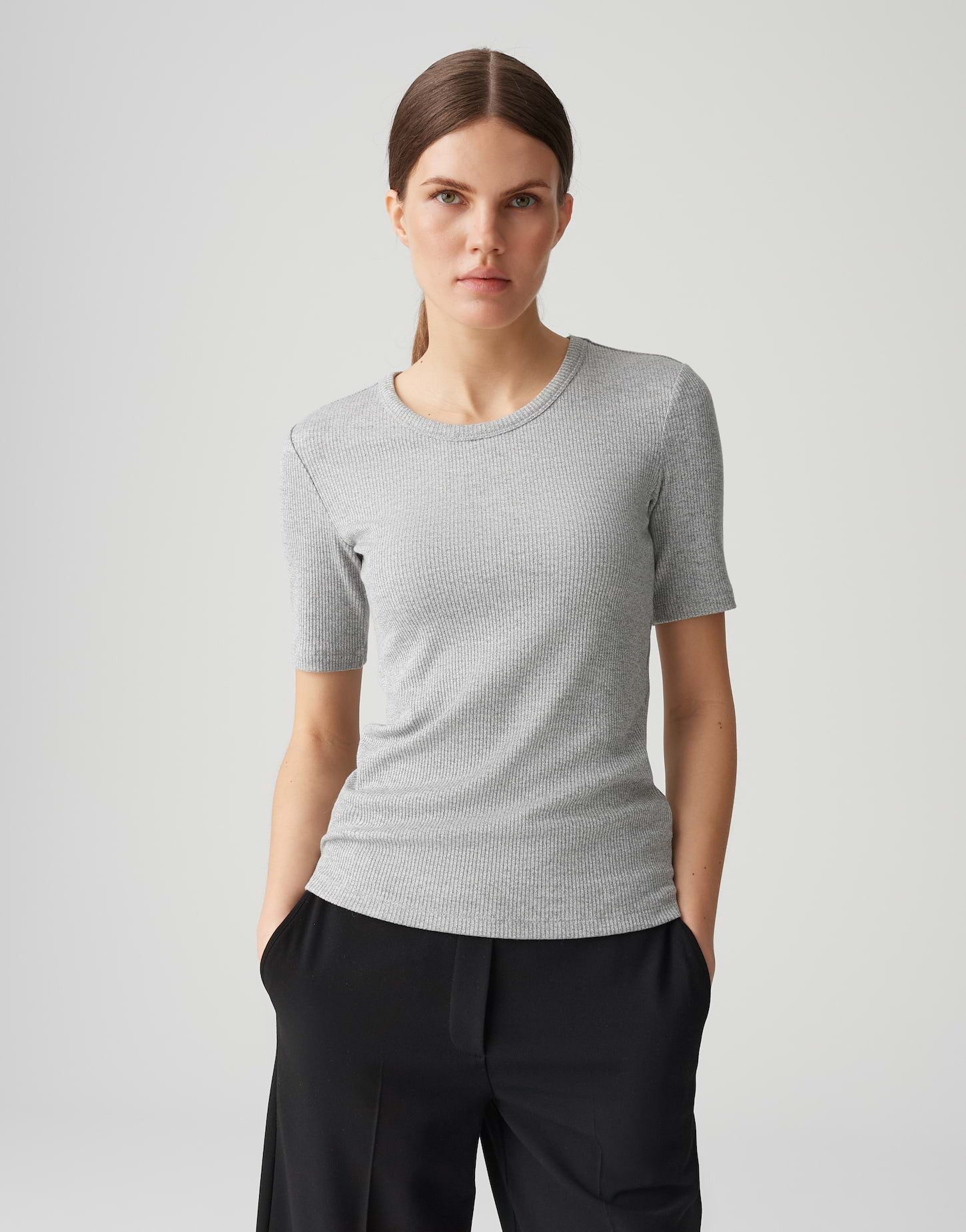 OPUS Kurzarmshirt SULCHEN aus melangiertem Rippjersey günstig online kaufen