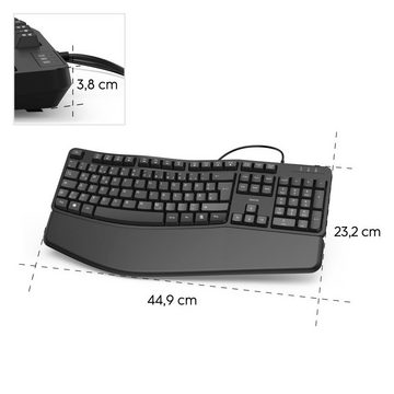Hama Ergonomische Tastatur "EKC-400", mit Handballenauflage, Schwarz ergonomische Tastatur