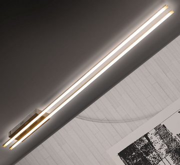 Lewima LED Deckenleuchte »DRENADA« XXXL Deckenlampe groß 230cm 24W, Design lang Alu gebürstet Chrom dimmbar, Warmweiß / Kaltweiß einstellbar, mit Fernbedienung und Speicherfunktion, ideal für Wohnzimmer Schlafzimmer