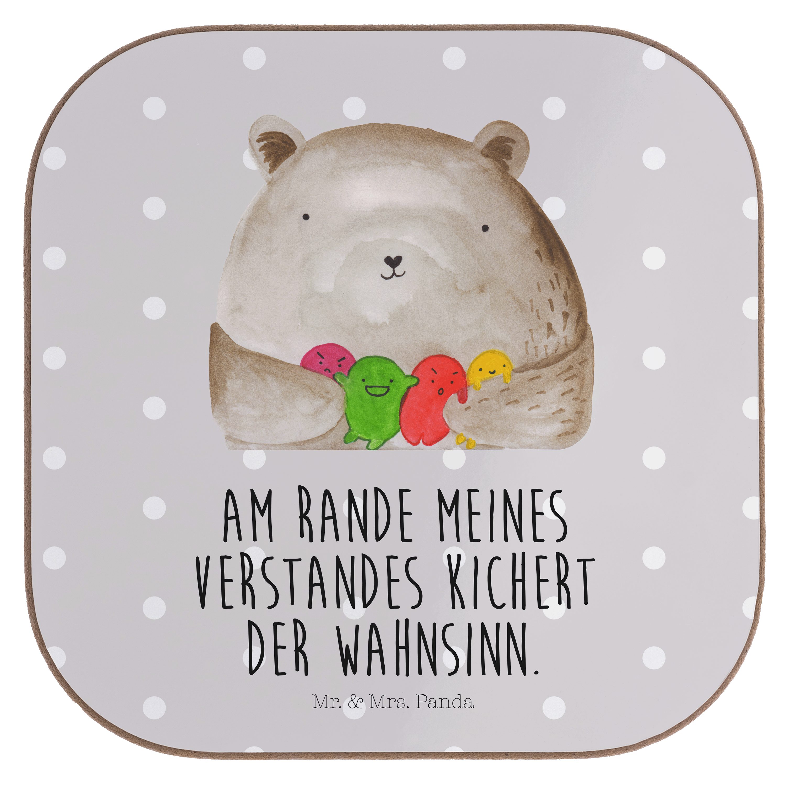Grau & Geschenk, Durchgedreht, - - Getränkeuntersetzer Mr. Getränk, Panda 1-tlg. Bär Pastell Verrückt, Mrs. Gefühl