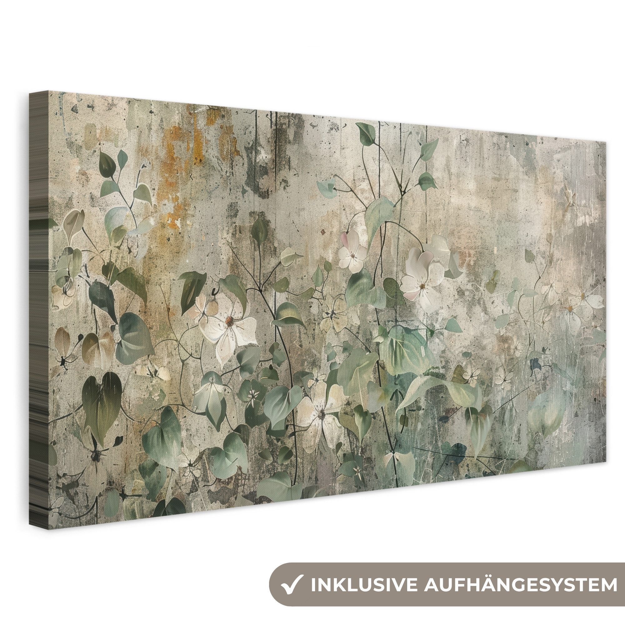 OneMillionCanvasses® Leinwandbild Panorama Blumen - Blätter - Abstrakt - Modern, Fotodruck (1 St), Wandbild, Deko Schlafzimmer Wohnzimmer Flur 40x20 cm