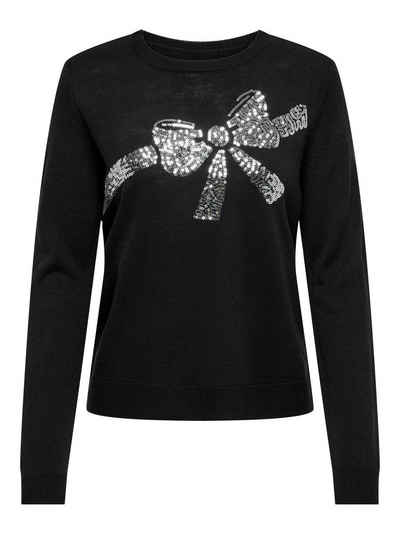 ONLY Weihnachtspullover ONLXMAS SEQUINS BOW LS O-NECK EX KNT