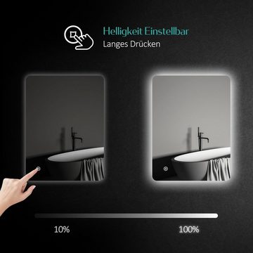 EMKE Badspiegel LED Badezimmerspiegel mit Beleuchtung, mit Touch-schalter Helligkeit Einstellbar und Beschlagfrei