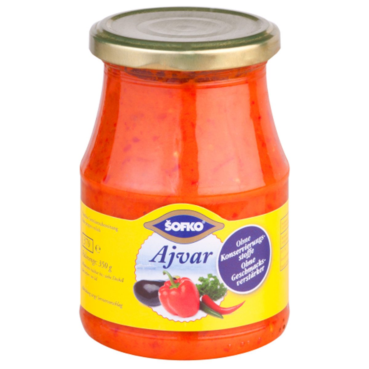 SOFKO Gemüsekonserve, Sofko Ajvar Gemüsezugereitung mit Paprika und Auberginen 370ml