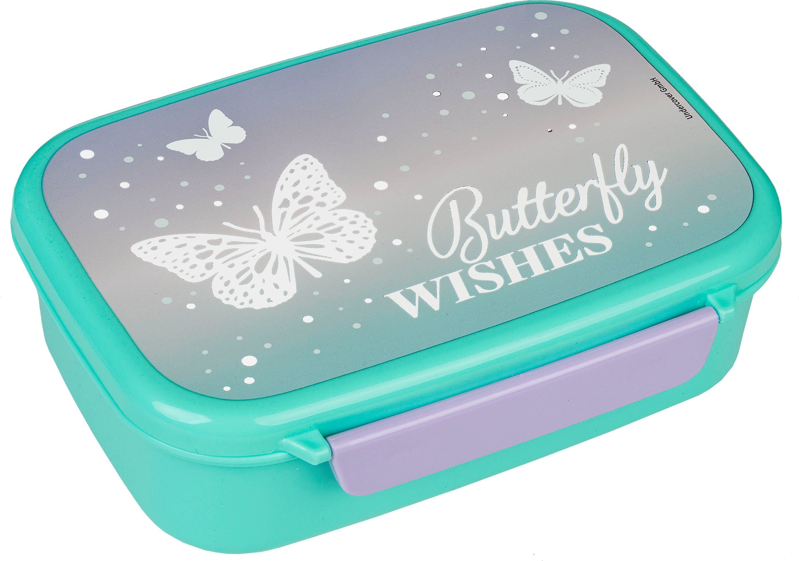 Scooli Lunchbox Brotzeitdose & Trinkflasche, Butterfly Wishes, Kunststoff, (Set, 2-tlg), mit Trinkflasche