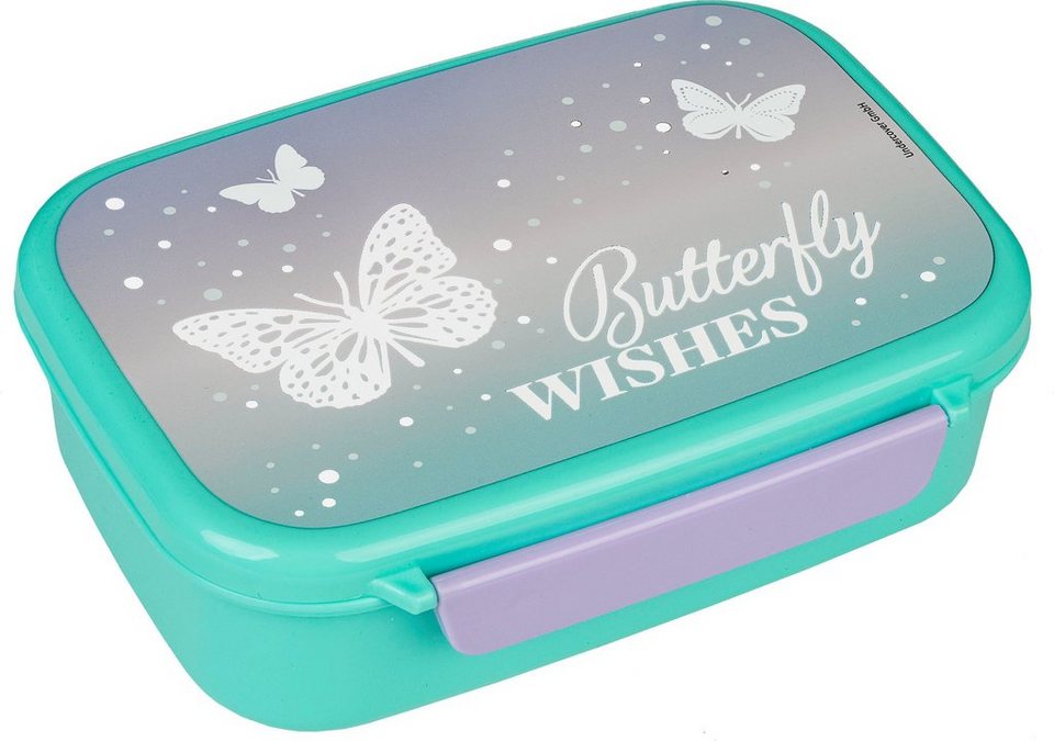 Scooli Lunchbox Brotzeitdose & Trinkflasche, Butterfly Wishes, Kunststoff,  (Set, 2-tlg), mit Trinkflasche