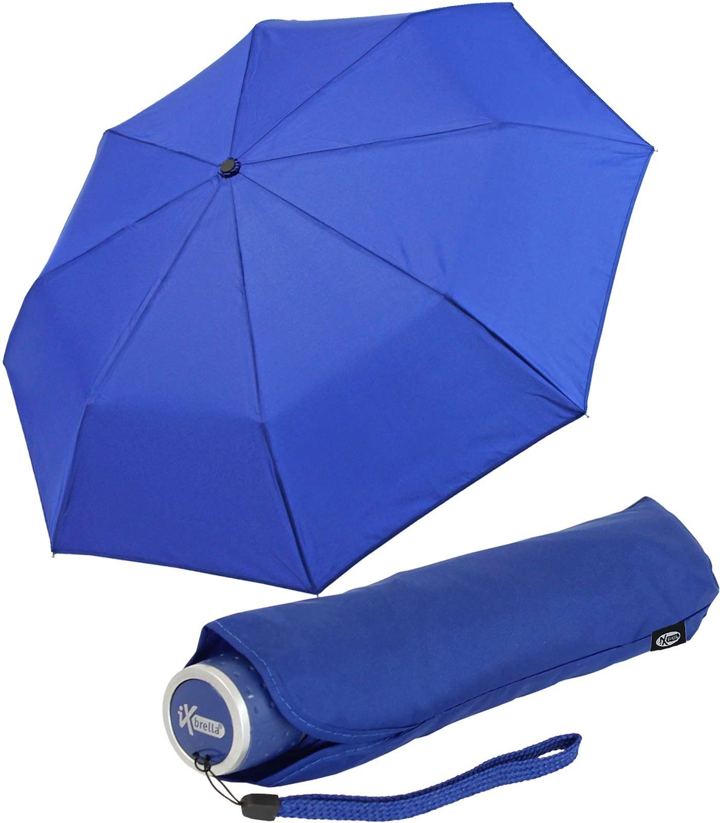 Mini iX-brella mit großem Light Ultra Taschenregenschirm Dach - farbenfroh blau leicht, extra -
