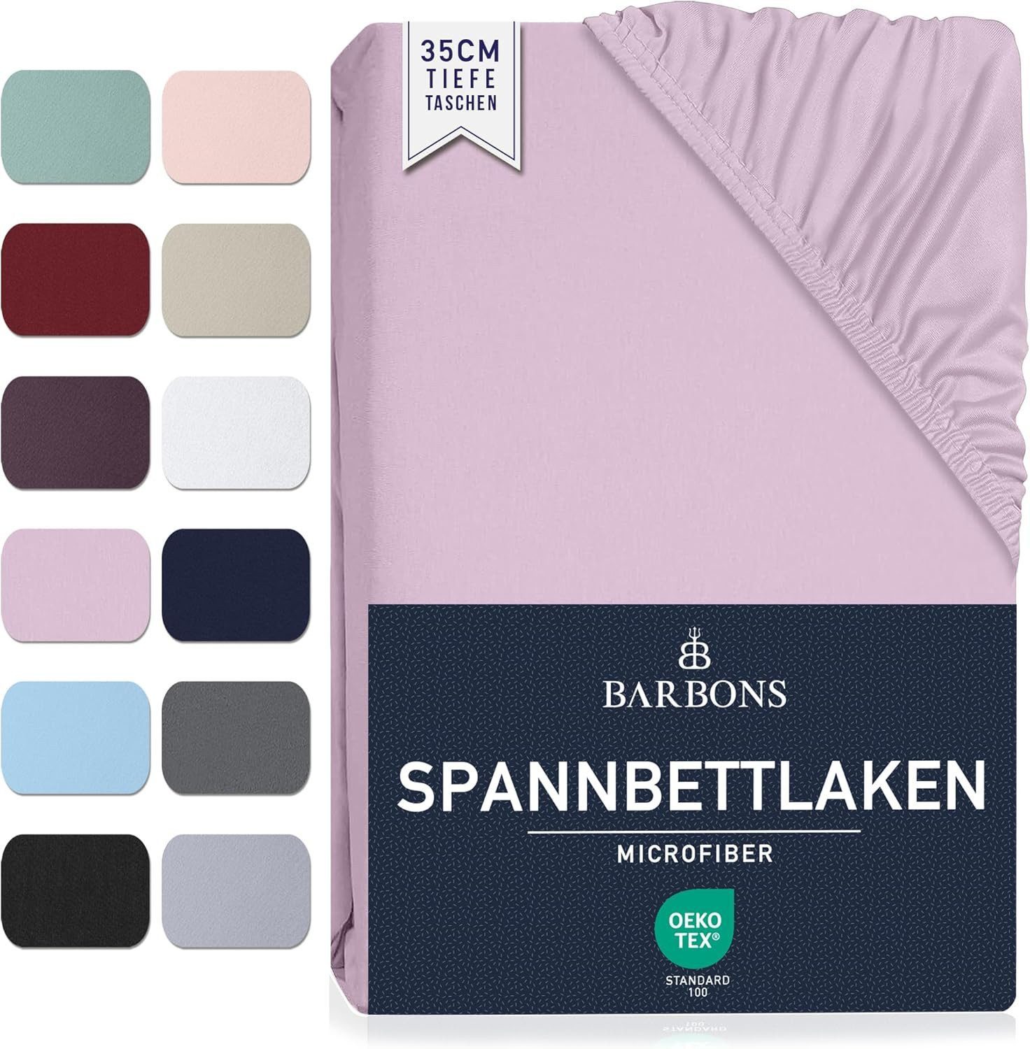 BARBONS Spannbettlaken Spannbetttuch für Matratzen Topper 35 cm Tiefe Elastisches Bettlaken, Gummizug: Rundumgummizug, (1 Stück), Mikrofaser Gebürstete Polyester Rundumgummizug weich pflegeleicht von BARBONS
