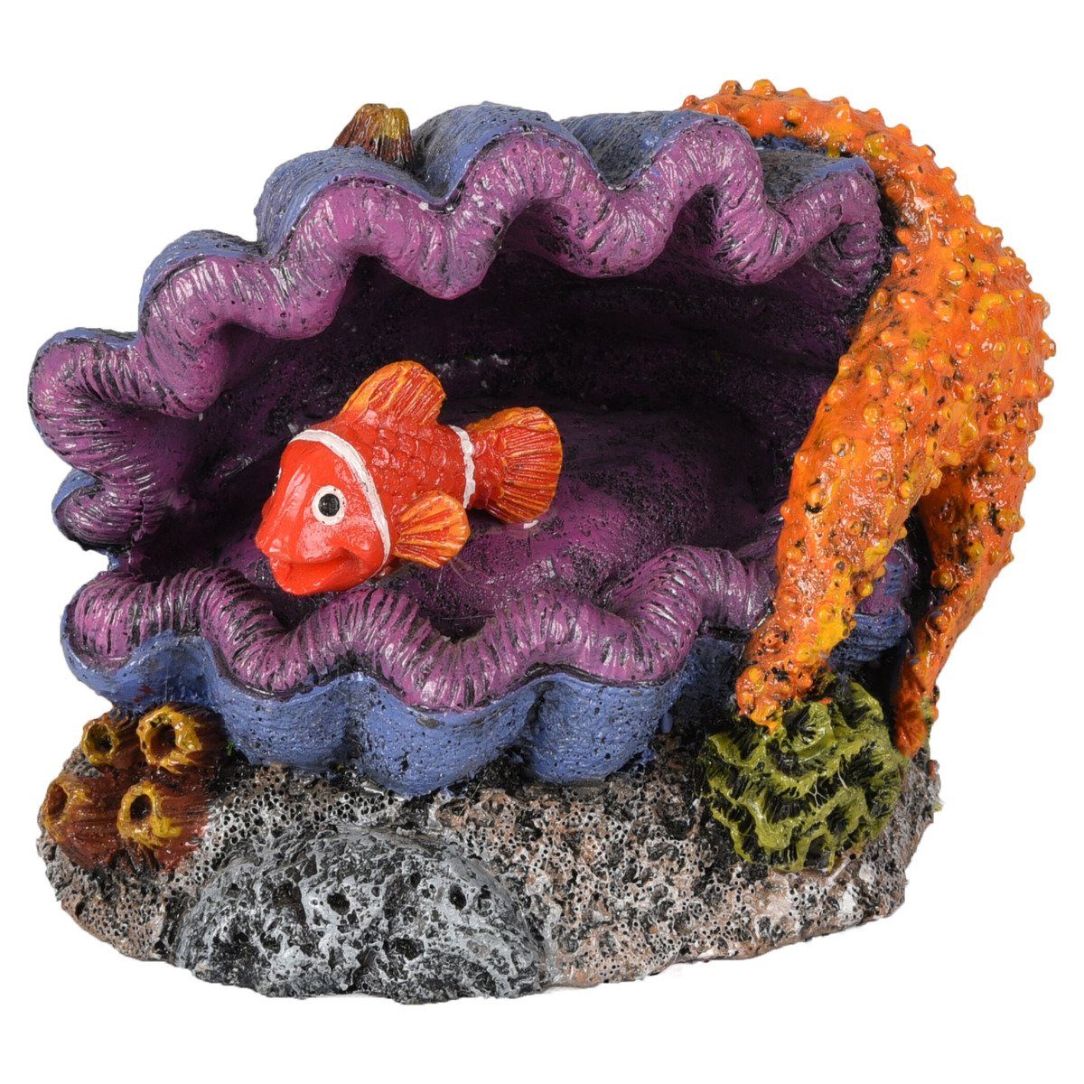 Flamingo Aquariendeko Aquarium Dekoration Leto Muschel + Fisch günstig online kaufen