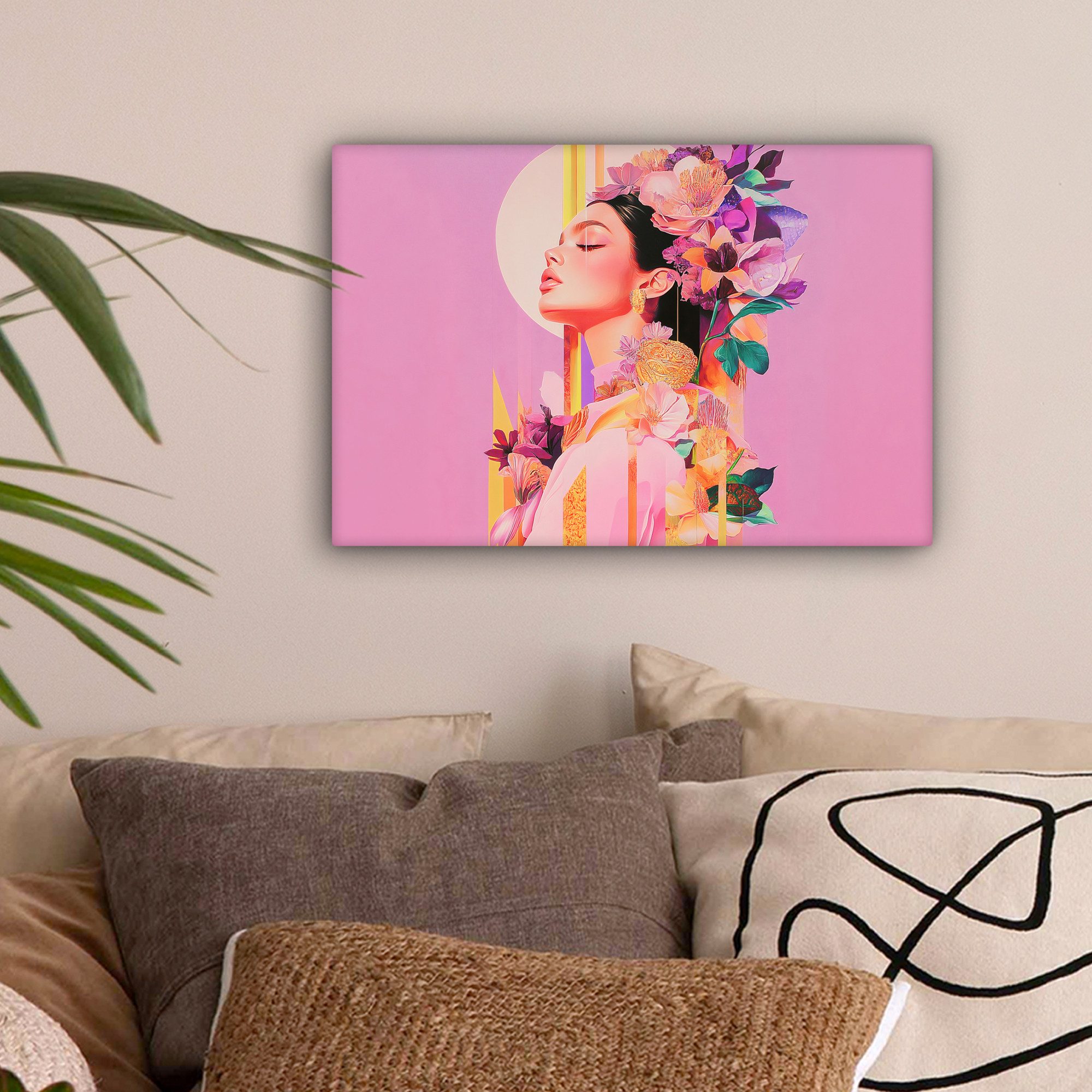 OneMillionCanvasses® Leinwandbild Frau - Blumen - günstig online kaufen