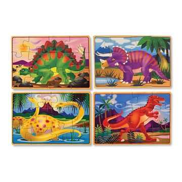 Melissa & Doug Rahmenpuzzle Dinosaurier Puzzle aus Holz 4 Stk, 12 Puzzleteile, Aufbewarungsbox