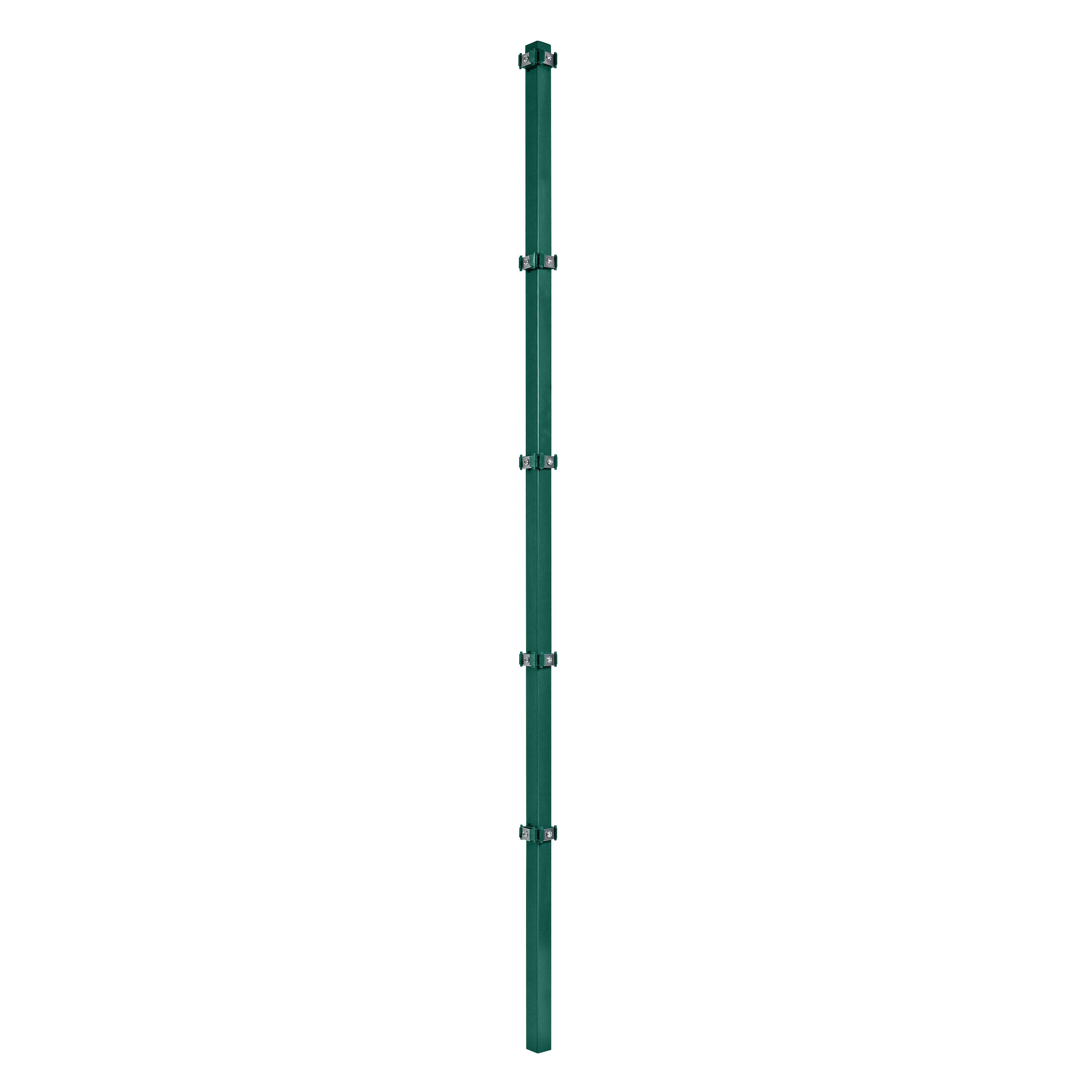 ESTEXO Zaunpfosten Eckpfosten für Doppelstabmattenzaun 210 cm RAL 6005 Gartenzaun Stabm
