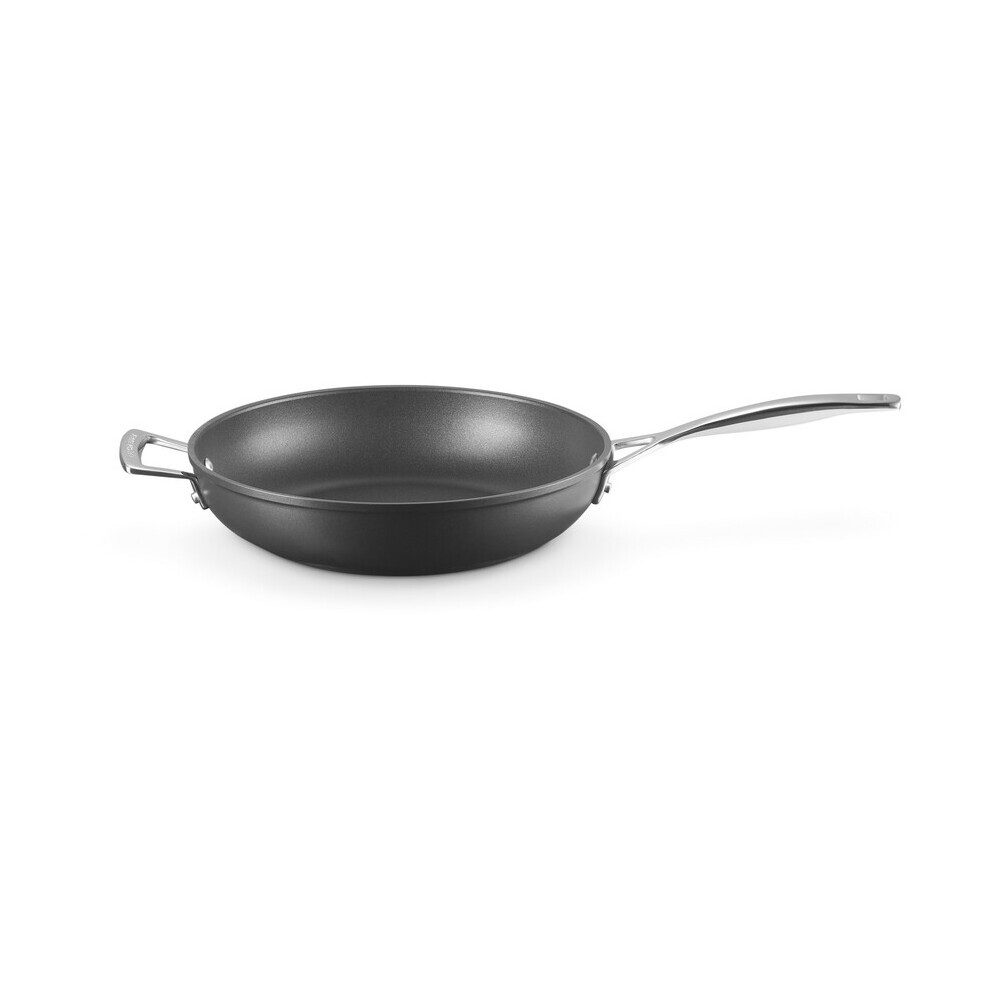 LE CREUSET Bratpfanne Pfanne hoch 28 cm schwarz, Aluminium, schwarz, nicht spülmaschinengeeignet, Antihaft